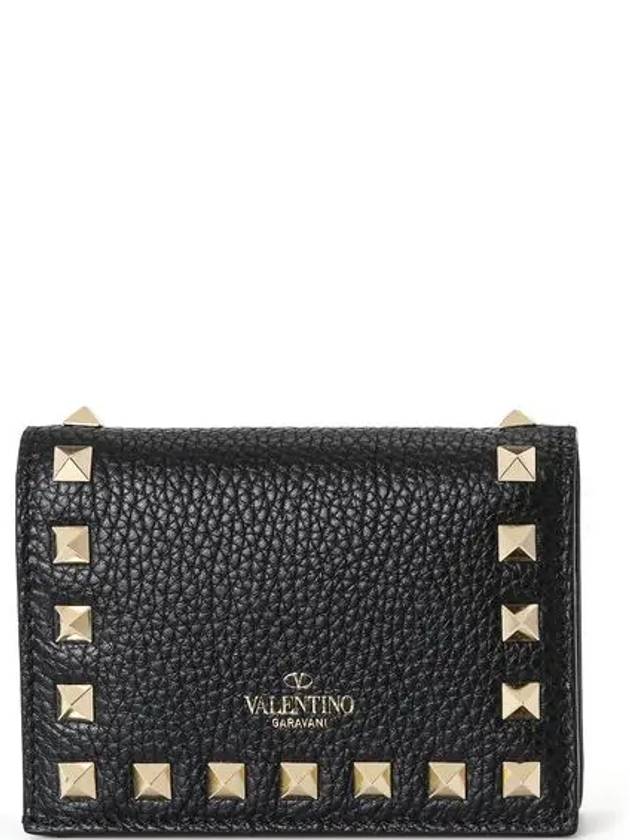 Rockstud Logo Half Wallet Black - VALENTINO - BALAAN 4