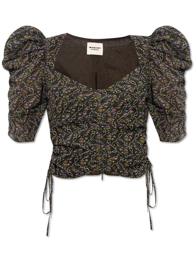 Marant Etoile 'Galaor' Floral Motif Top , Women's, Black - ISABEL MARANT - BALAAN 1