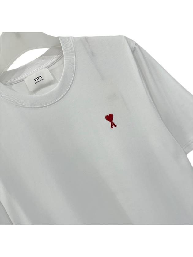 Small Heart Logo Boxy Fit Short Sleeve T-Shirt White - AMI - BALAAN 3