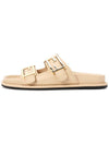 Women's FF Leather Fill Flat Sandals Slippers Beige - FENDI - BALAAN 5