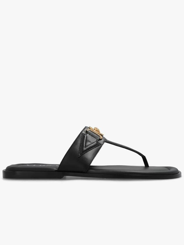 La Medusa Leather Flip Flops Black - VERSACE - BALAAN 2