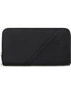 Leather Zipper Round Long Wallet Black - BOTTEGA VENETA - BALAAN 1