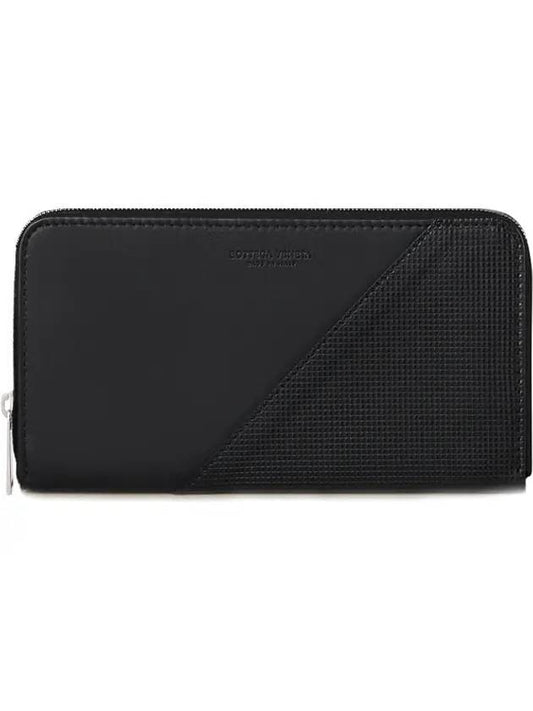 leather zipper round long wallet black - BOTTEGA VENETA - BALAAN.