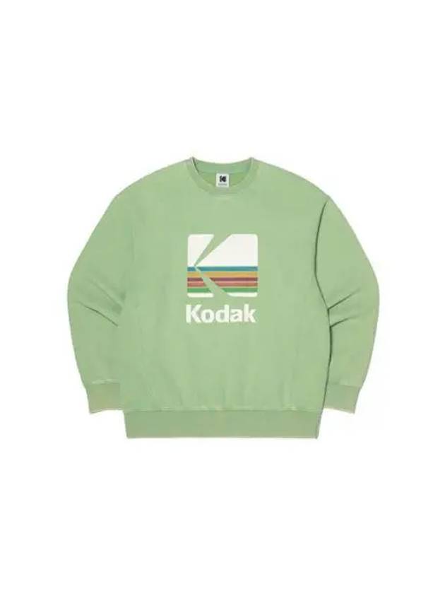 KODAK Apparel Rainbow Semi overfit Snow Washing Brushed Sweatshirt GREEN - KODO - BALAAN 1