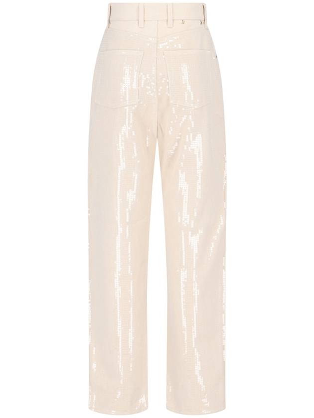 Transparent All Over Sequin Straight Pants Ecru - GOLDEN GOOSE - BALAAN 3