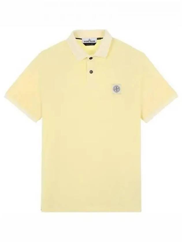 Logo Patch Washing Polo Shirt Yellow - STONE ISLAND - BALAAN 2