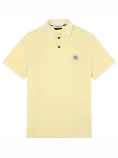 Logo Patch Washing Polo Shirt Yellow - STONE ISLAND - BALAAN 2