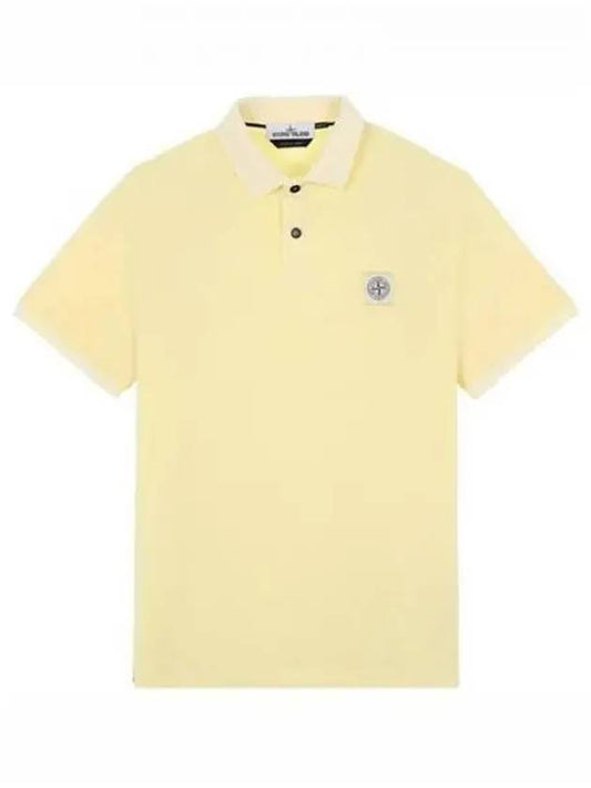 Logo Patch Washing Polo Shirt Yellow - STONE ISLAND - BALAAN 2