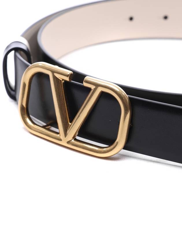 V Logo Signature Reversible Leather Belt Black - VALENTINO - BALAAN 5