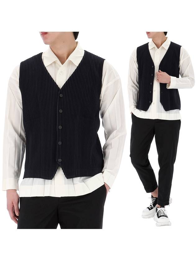 Tailored Pleated Vest Navy - ISSEY MIYAKE - BALAAN 2