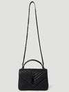 Women's College Matelasse Monogram Medium Satchel Shoulder Bag Black - SAINT LAURENT - BALAAN 2