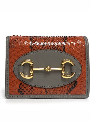 Horsebit 1955 Python Half Wallet Brown - GUCCI - BALAAN 1