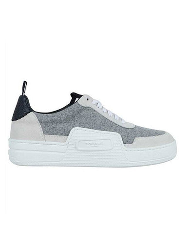 Basketball Leather Low Top Sneakers Light Grey - THOM BROWNE - BALAAN 1