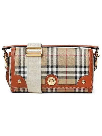 Women's Check Leather Top Handle Shoulder Bag Beige - BURBERRY - BALAAN 2