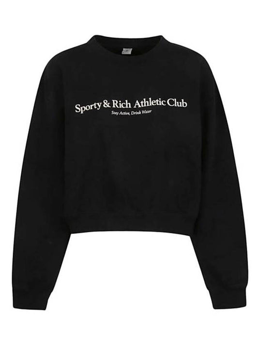 Athletic Club Crop Sweatshirt Black - SPORTY & RICH - BALAAN 1