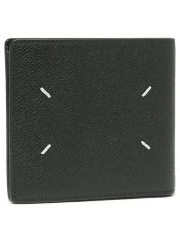 Stitched Bifold Leather Half Wallet Black - MAISON MARGIELA - BALAAN 2