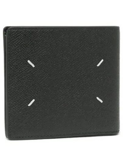 Stitched Bifold Leather Half Wallet Black - MAISON MARGIELA - BALAAN 2