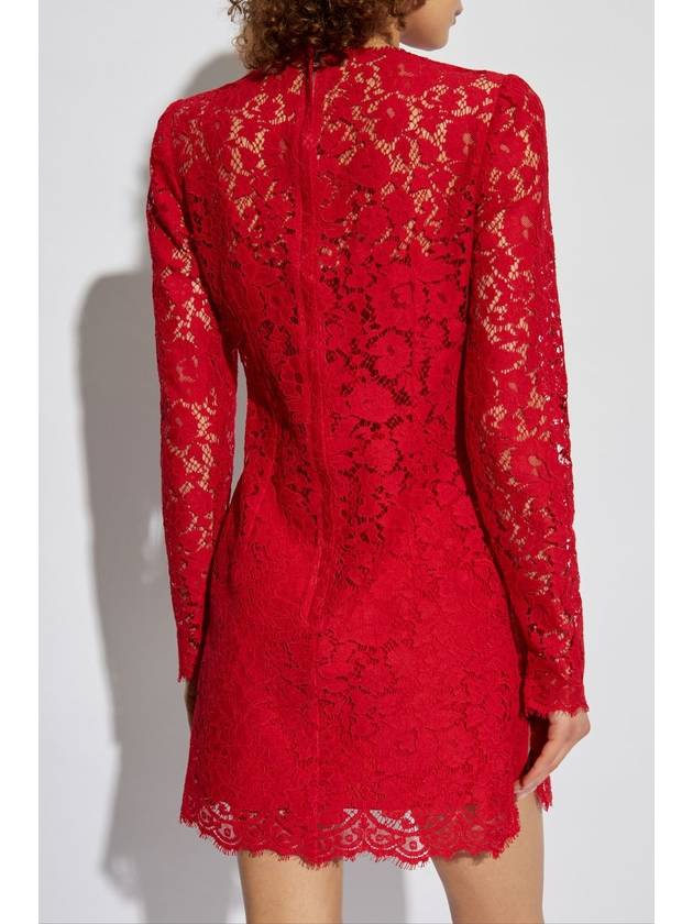 Dolce & Gabbana Lace Dress With Long Sleeves, Women's, Red - DOLCE&GABBANA - BALAAN 4