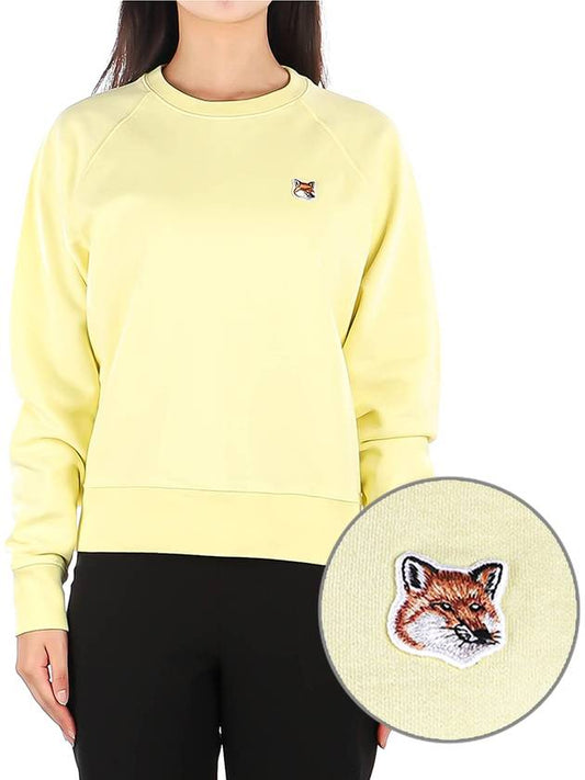 Women's Fox Head Patch Sweatshirt Light Yellow - MAISON KITSUNE - BALAAN.