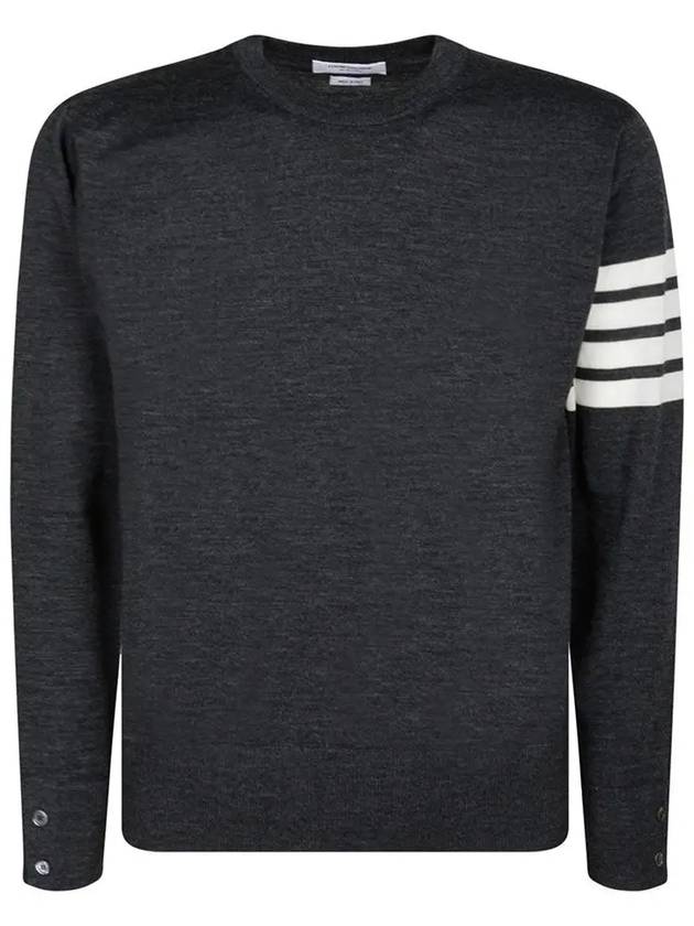 4 Bar Armband Classic Merino Wool Knit Top Dark Grey - THOM BROWNE - BALAAN 2