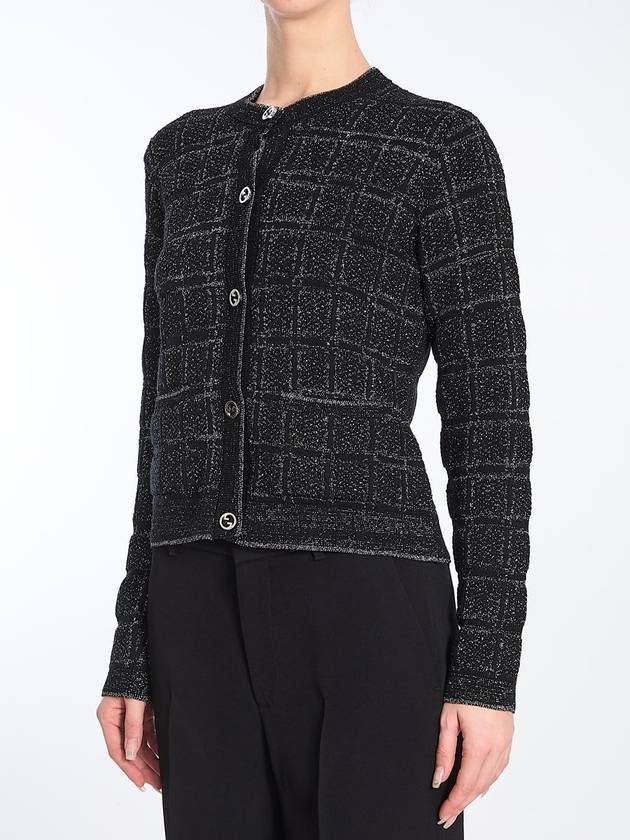 Wool And Lamé Check Cardigan - GUCCI - BALAAN 2