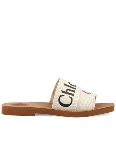 Woody Logo Flat Mule Slippers White - CHLOE - BALAAN 2