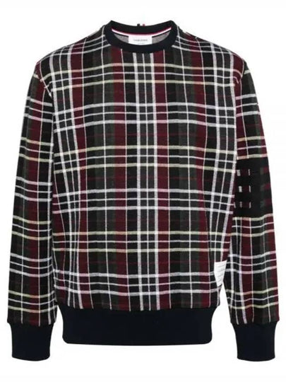 Logo Label Check Cotton Sweatshirt - THOM BROWNE - BALAAN 2