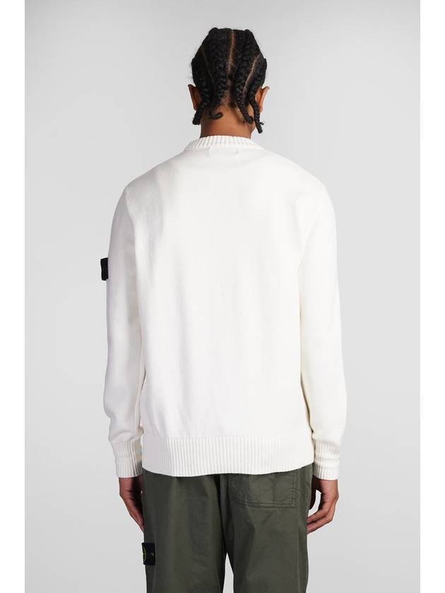 Round Neck Wappen Organic Knit Top White - STONE ISLAND - BALAAN 4