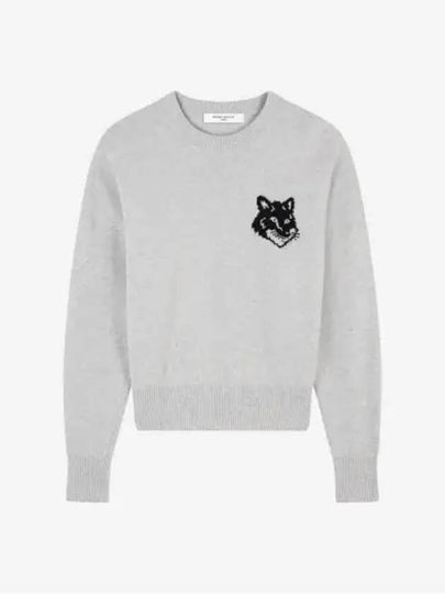 Fox Head Intarsia Comfort Knit Top Light Grey - MAISON KITSUNE - BALAAN 2