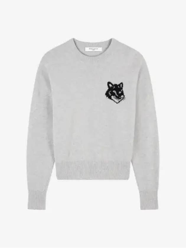 Fox Head Intarsia Comfort Knit Top Light Grey - MAISON KITSUNE - BALAAN 2