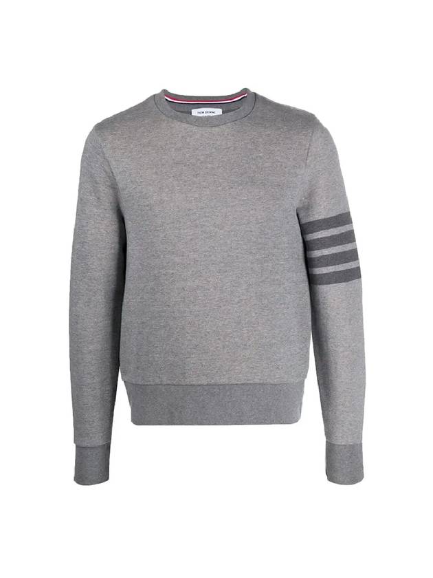 4 Bar Tonal Crew Neck Sweatshirt Grey - THOM BROWNE - BALAAN.