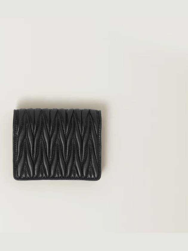 Matelasse Leather Half Wallet Black - MIU MIU - BALAAN 4