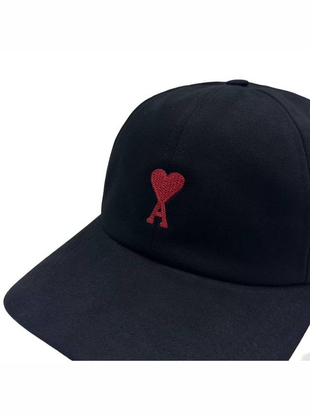 Embroidery Heart Logo Ball Cap Black - AMI - BALAAN 4