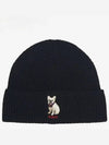 Embroidered French Bulldog Wool Beanie Black - POLO RALPH LAUREN - BALAAN 2