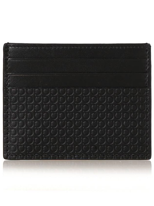 Salvatore Men's Multi Gancini Logo Embossed Card Wallet Black - SALVATORE FERRAGAMO - BALAAN.