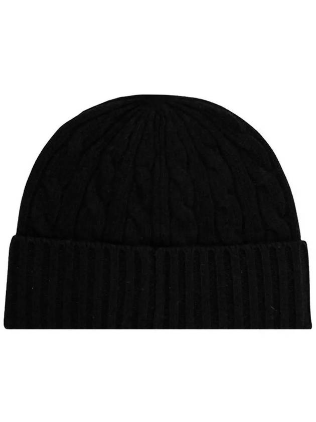 Pony Logo Embroidered Cable Beanie Black 449891274 001 - POLO RALPH LAUREN - BALAAN 3