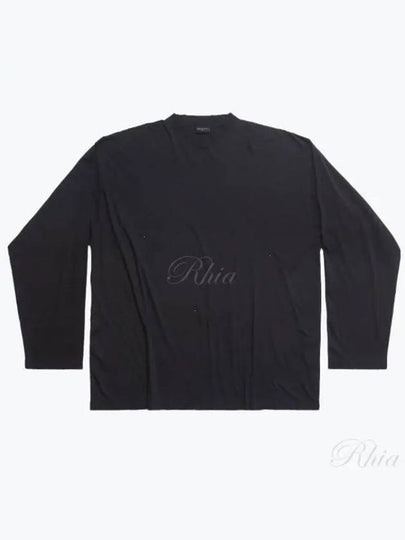 Oversized Crew Neck Long Sleeve T-Shirt Black - BALENCIAGA - BALAAN 2