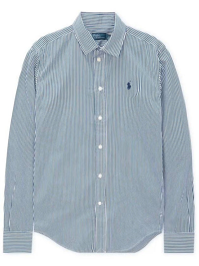 Women's Striped Cotton Shirt White Blue - POLO RALPH LAUREN - BALAAN 2