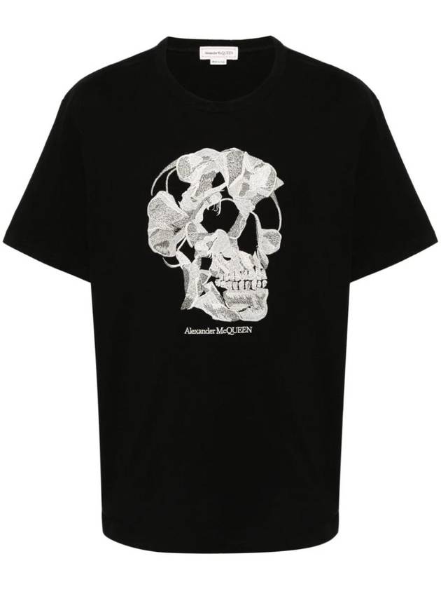 skull embroidered cotton T shirt 794579QXAAA - ALEXANDER MCQUEEN - BALAAN 1