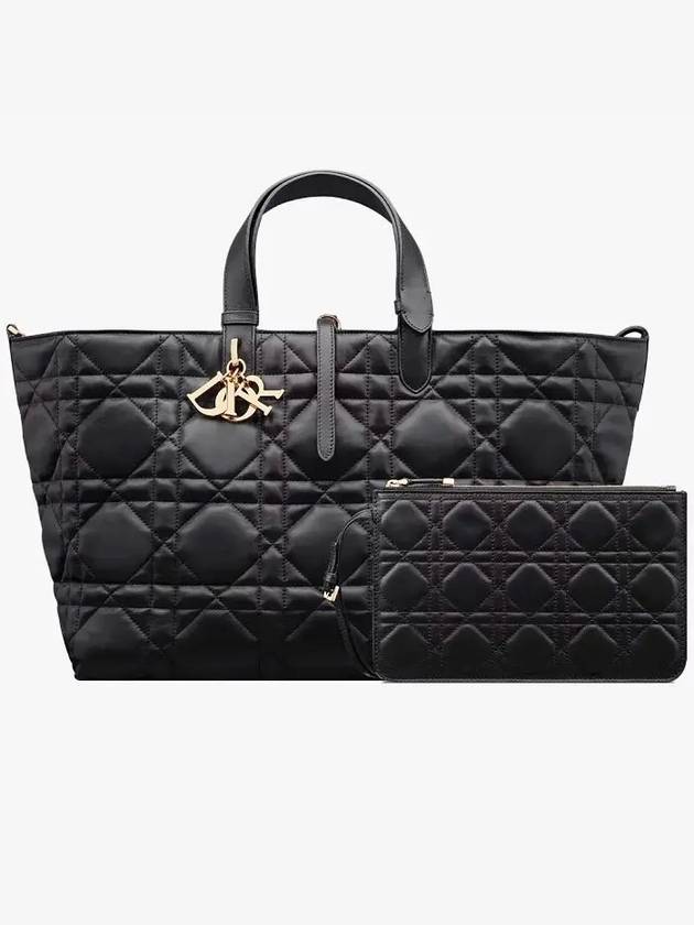 Macrocannage Calfskin Large Toujours Tote Bag Black - DIOR - BALAAN 11