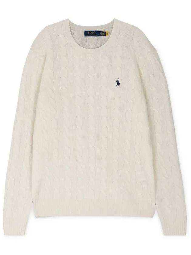 Embroid Logo Cable Knit Top Cream - POLO RALPH LAUREN - BALAAN 2