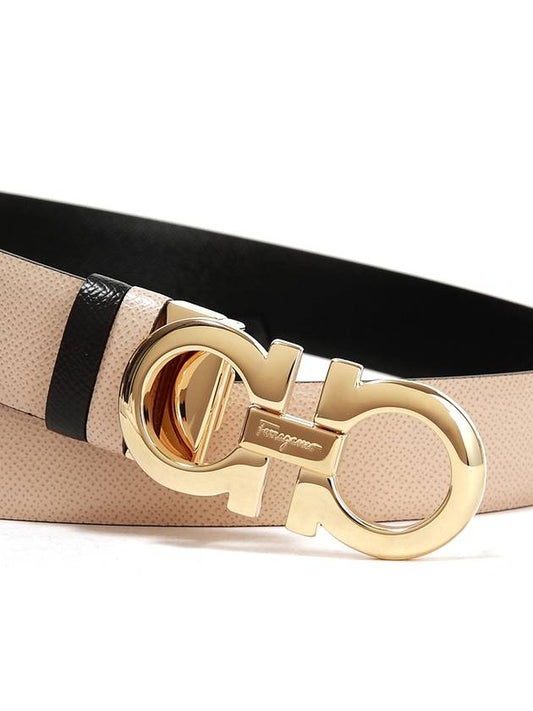 Salvatore Women's Gancini Gold Reversible Leather Belt Pink - SALVATORE FERRAGAMO - BALAAN 2