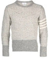 4 Bar Stripe Melange Effect Wool Knit Top Grey - THOM BROWNE - BALAAN 2