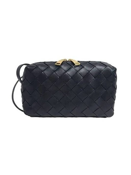 Intrecciato Lamb Leather Mini Cross Bag Black - BOTTEGA VENETA - BALAAN 1