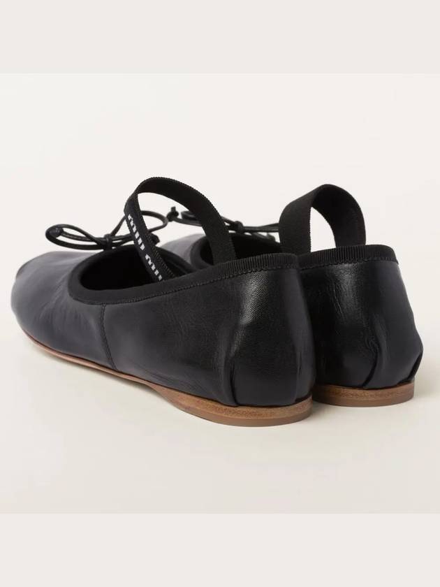 Women's Logo Leather Ballerinas Black - MIU MIU - BALAAN 4