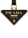 Saffiano Leather Triangle Logo Key Holder Black - PRADA - BALAAN 7