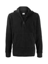 Brushed Fleece Goggles Hooded Jacket Black - CP COMPANY - BALAAN 3