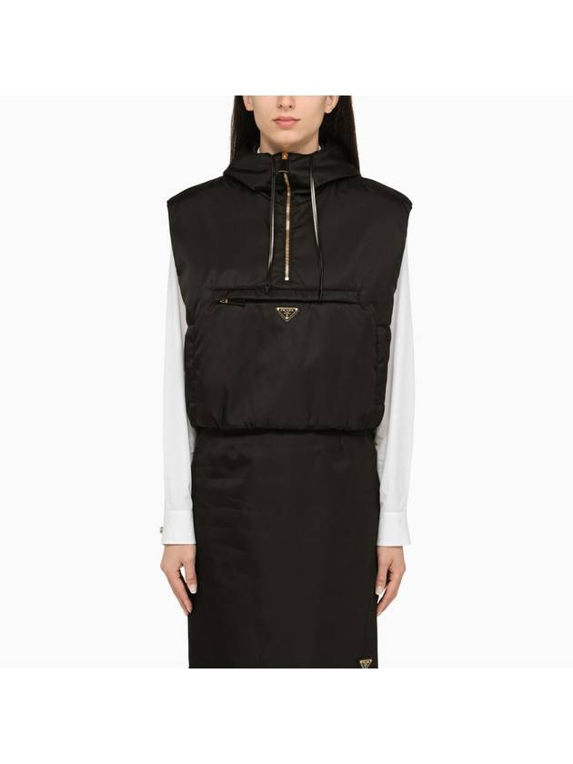 Triangle Logo Half Zip Re-Nylon Vest Black - PRADA - BALAAN 2