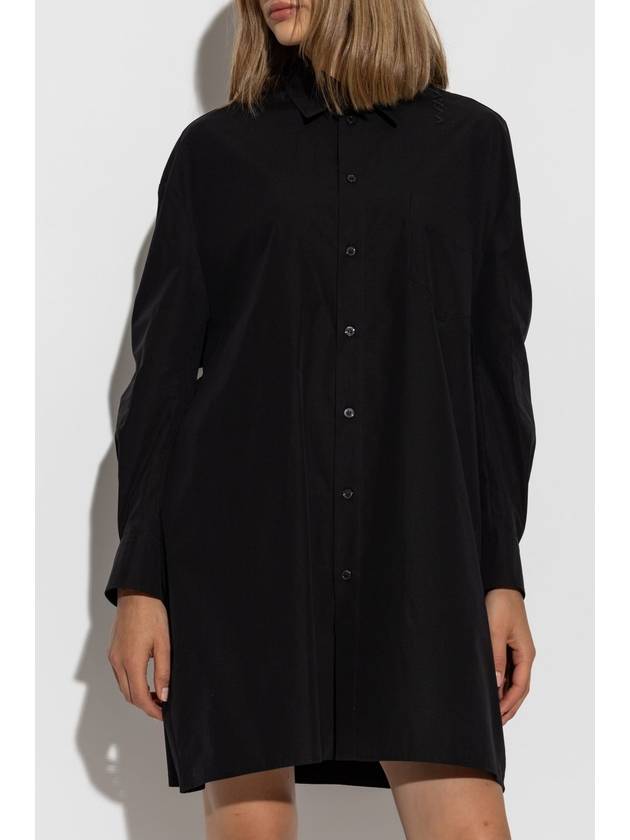 Women's Cotton Shirt Midi Dress Black - MARNI - BALAAN 4