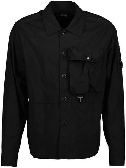 Men's Lens Wappen Tyrone Overfit Long Sleeve Shirt Jacket Black - CP COMPANY - BALAAN 2